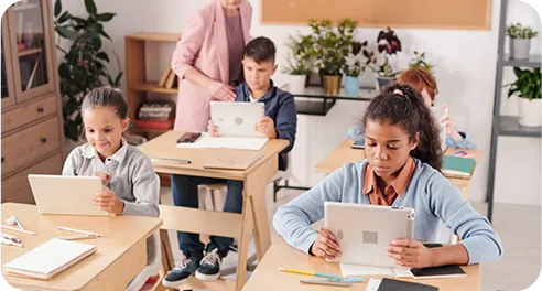 Students using rugged devices