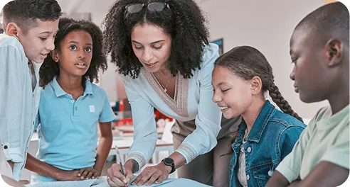 Students learning in a connected classroom